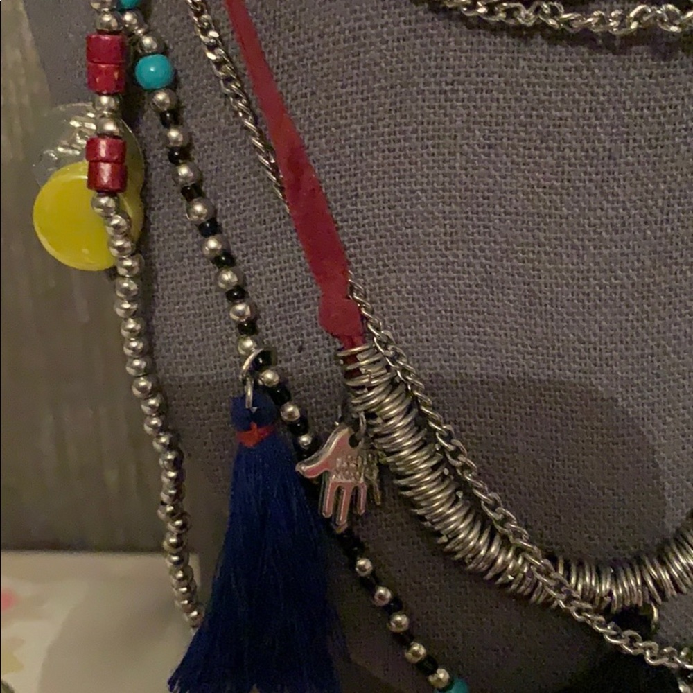 Multiple Strand Necklace With Colored Tassels - image 4